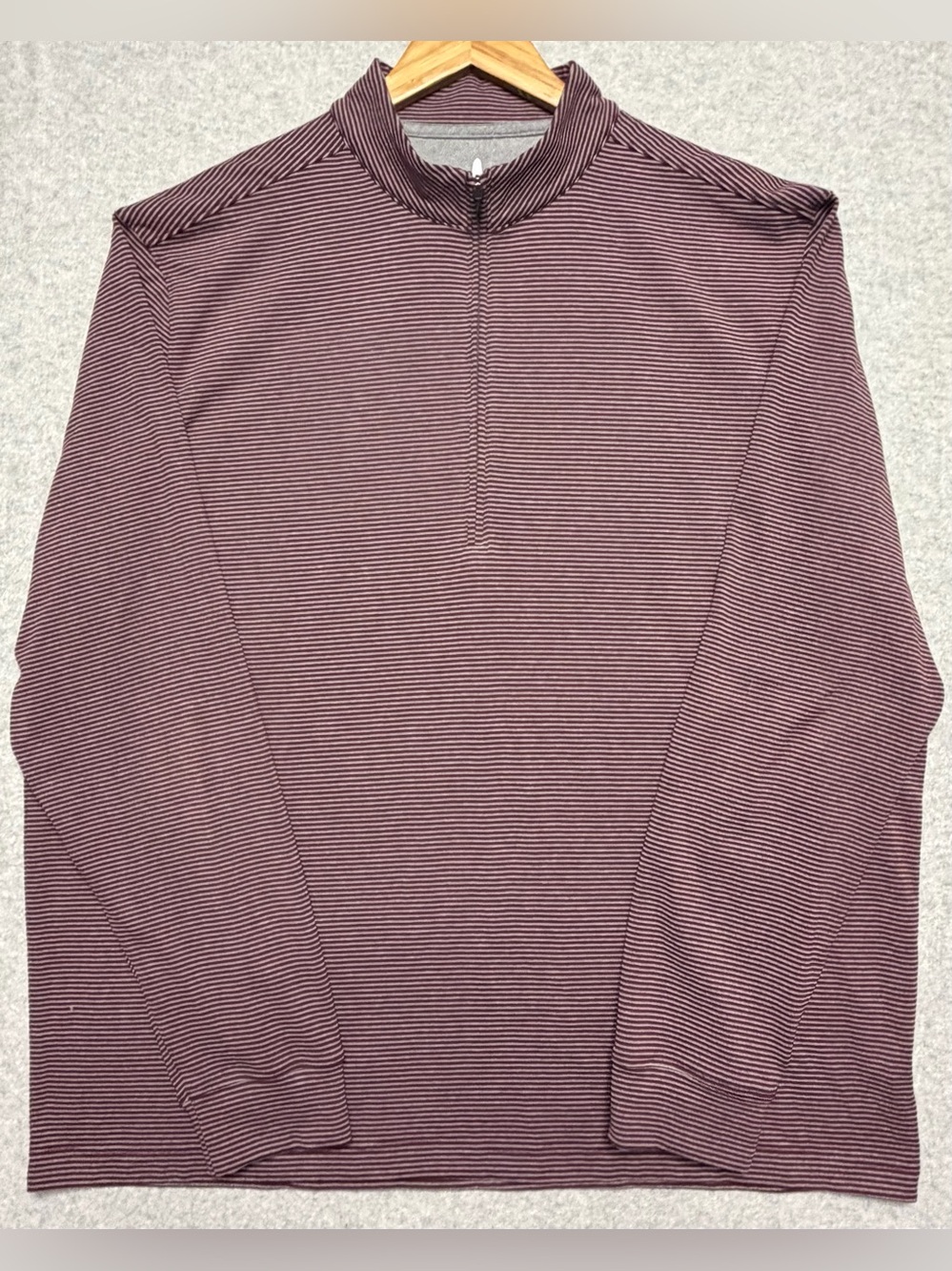 Johnnie-O Mens XL Performance 1/4 Zip Pullover Garnet Striped Golf Stretch
